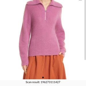 VINCE by Vince Platter 100% cashmere collar half zip sweater in Camelia